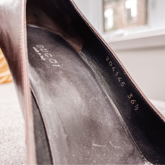 Gucci platform chocolate stilettos with signature bamboo shaped heels size 36.5 - Picture 3 of 6